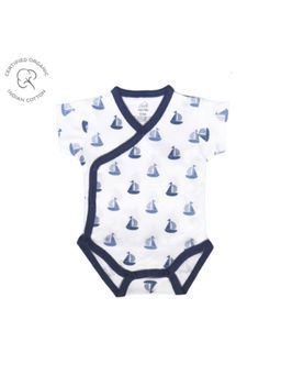Masilo - 95% Organic Cotton,5% Elastane Short Sleeve Kimono Bodysuit Pack of 1-Sailboat (0-3 Months)
