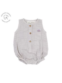 Masilo - 100% Organic Cotton Muslin Romper,Snap buttons at the bottom Pack of 1-Grey