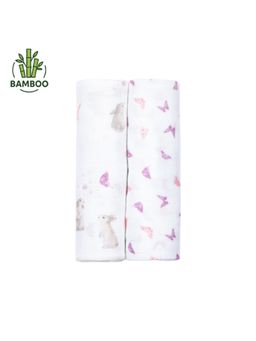 Masilo - 100% bamboo muslin Baby Swaddle Blanket,Lightweight Pack of 2-Bunny