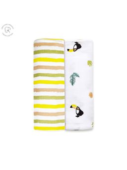 Masilo - 100% organic cotton muslin Baby Swaddle Blanket,Lightweight Pack of 2-Elephant