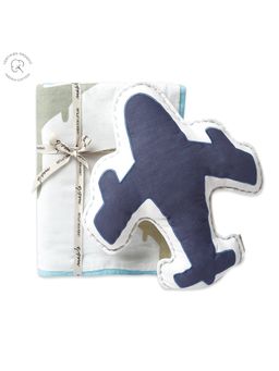 Masilo - Organic Cotton Bedding Set,Gift Set, Adorable characters Pack of 2-Airplane