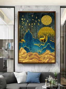 The Art House - Blue Mustard Abstract Painting Wall Art