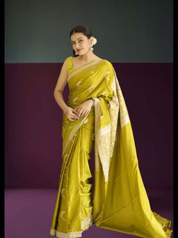 Uttaraa - Womens Silk Woven Red Saree with Unstitched Blouse