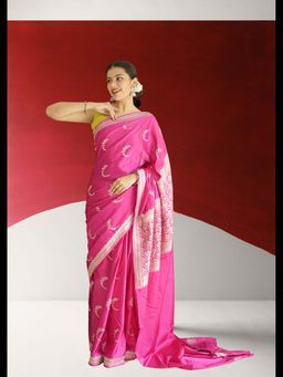 Uttaraa - Womens Silk Woven Red Saree with Unstitched Blouse