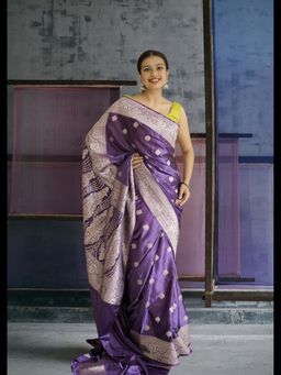 Uttaraa - Womens Silk Woven Red Saree with Unstitched Blouse