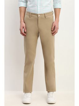 Allen Solly - Men Beige Regular Fit Textured Casual Trouser