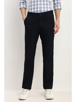 Allen Solly - Men Navy Blue Regular Fit Solid Casual Trouser