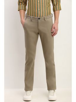 Allen Solly - Men Beige Slim Fit Textured Casual Trouser