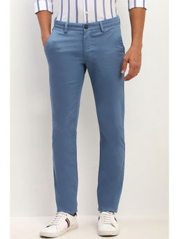Allen Solly - Men Blue Slim Fit Textured Casual Trouser