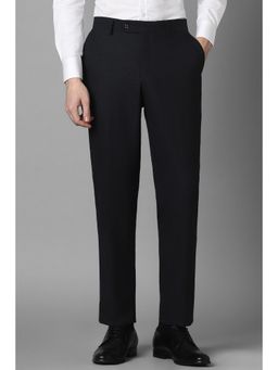 Louis Philippe - Men Black Slim Fit Check Flat Front Formal Trouser