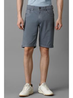 Louis Philippe - Men Grey Solid Slim Fit Shorts