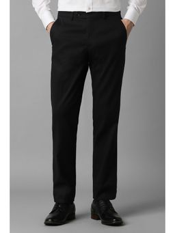 Louis Philippe - Men Black Slim Fit Solid Flat Front Formal Trouser