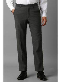Louis Philippe - Men Grey Slim Fit Textured Flat Front Formal Trouser
