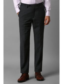 Louis Philippe - Men Grey Slim Fit Check Flat Front Formal Trouser