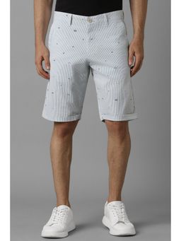 Louis Philippe - Men Off White Stripe Slim Fit Shorts