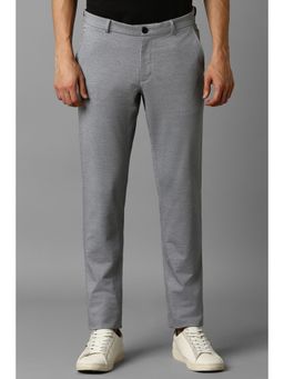 Louis Philippe - Men Grey Slim Tapered Fit Print Flat Front Casual Trouser