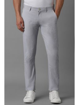 Louis Philippe - Men Grey Super Slim Fit Stripe Flat Front Casual Trouser