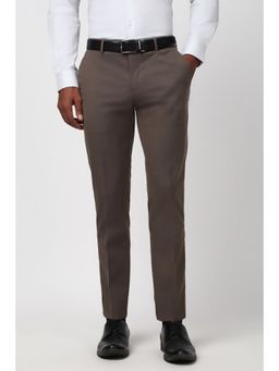 Peter England - Men Grey Stripe Slim Fit Trouser