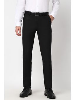 Peter England - Men Black Solid Slim Fit Trouser