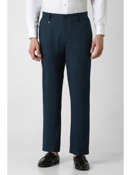 Van Heusen - Men Teal Textured Skinny Fit Trouser