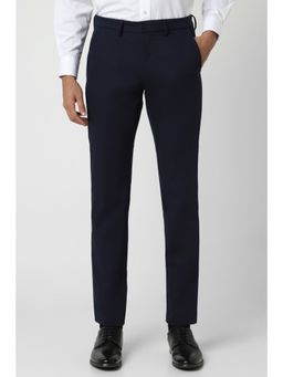 Van Heusen - Men Navy Blue Solid Slim Trouser