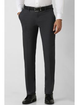 Van Heusen - Men Grey Textured Slim Fit Trouser