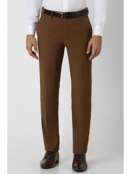 Van Heusen - Men Brown Textured Slim Fit Trouser