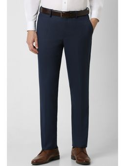Van Heusen - Men Navy Blue Textured Slim Fit Trouser