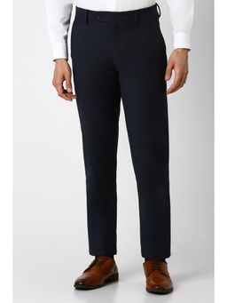 Van Heusen - Men Navy Blue Textured Slim Fit Trouser