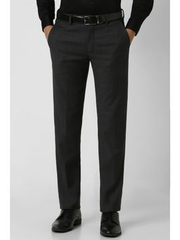 Van Heusen - Men Black Solid Slim Fit Trouser