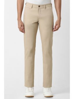 Van Heusen - Men Beige Textured Slim Fit Trouser