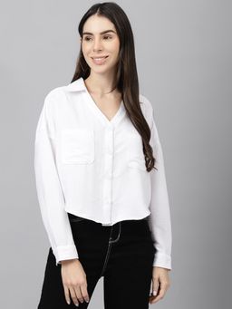 Xpose - Women Boxy Casual Shirt -white