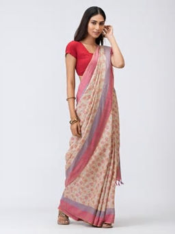Fabindia - Silk Tussar Block Printed Sari