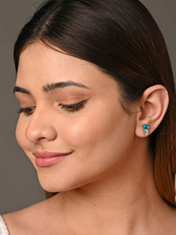 CLARA - 925 Silver Rhodium Plated Blue Swiss Zirconia Vistosa Earrings Gift for Women