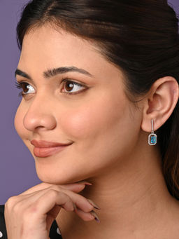 CLARA - 925 Silver Rhodium Plated Swiss Zirconia Azul Earrings Gift for Women