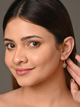 CLARA - 925 Silver Rose Gold Plated Swiss Zirconia Hermosa Earrings Gift for Women