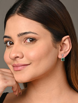 CLARA - 925 Silver Rhodium Plated Swiss Zirconia Bianca Earrings Gift for Women