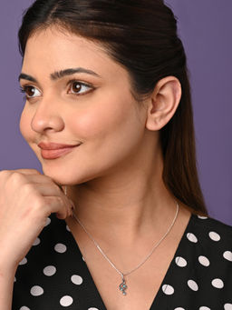 CLARA - 925 Silver Rhodium Plated Swiss Zirconia Valentina Pendant Chain Necklace for Women