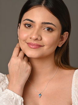 CLARA - 925 Silver Rhodium Plated Swiss Zirconia Vistosa Pendant Chain Necklace for Women