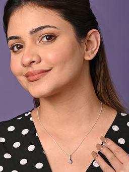 CLARA - 925 Silver Rhodium Plated Swiss Zirconia Pink Solitaire Pendant Necklace for Women