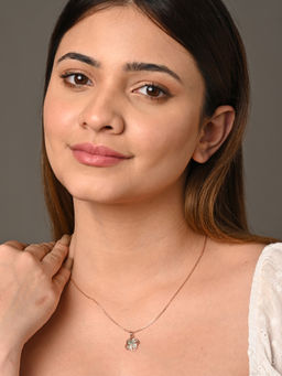 CLARA - 925 Silver Rose Gold Plated Swiss Zirconia Hermosa Pendant Chain Necklace for Women