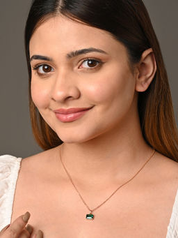 CLARA - 925 Silver Rose Gold Plated Swiss Zirconia Celia Pendant Chain Necklace for Women