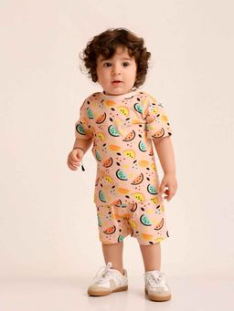 Mama & Peaches - Vibrant Lemons Half Sleeves T-Shirt and Shorts
