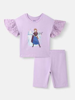 Nautinati - Girls Cotton Frozen Printed Top and Shorts