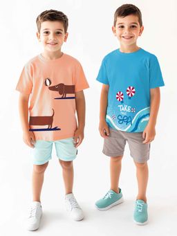 Nautinati - Boys Cotton Beach Printed T-Shirt (Pack Of 2)