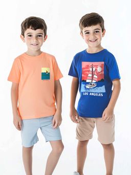 Nautinati - Boys Cotton Beach Printed T-Shirt (Pack Of 2)
