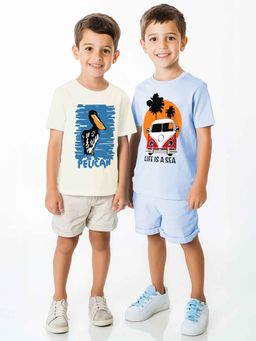 Nautinati - Boys Cotton Beach Printed T-Shirt (Pack Of 2)