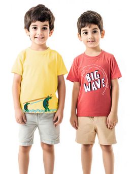 Nautinati - Boys Cotton Beach Printed T-Shirt (Pack Of 2)