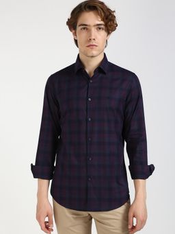Calvin Klein - Men Purple Slim Fit Checks Shirt