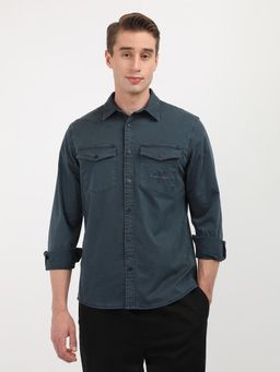 Calvin Klein - Men Blue Regular Fit Solid Shirt